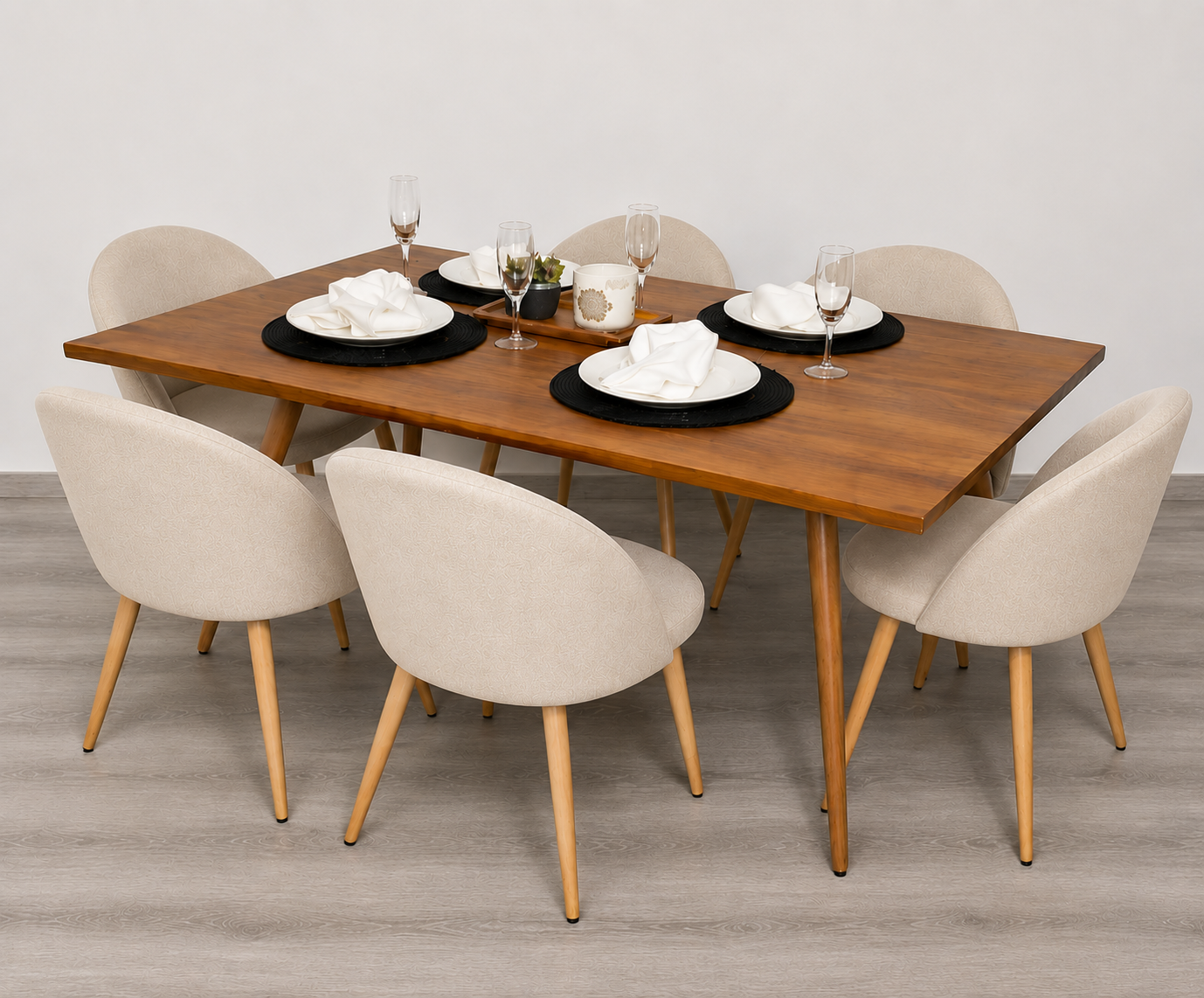 Comedor Lyon 6 Puestos Lino Natural Home