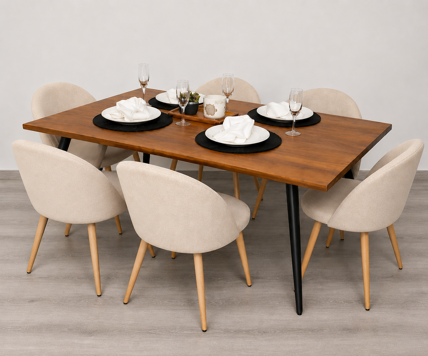 Comedor Lyon 6 Puestos Lino Natural Home
