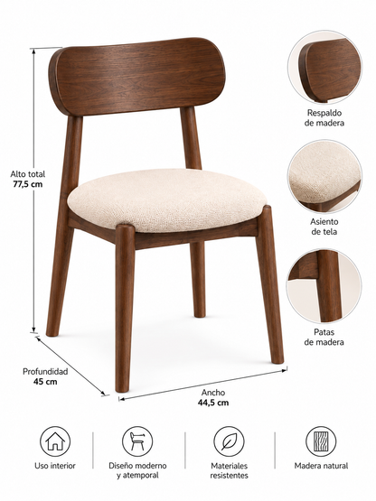 Pack de 2 Sillas de comedor Madera Bauen