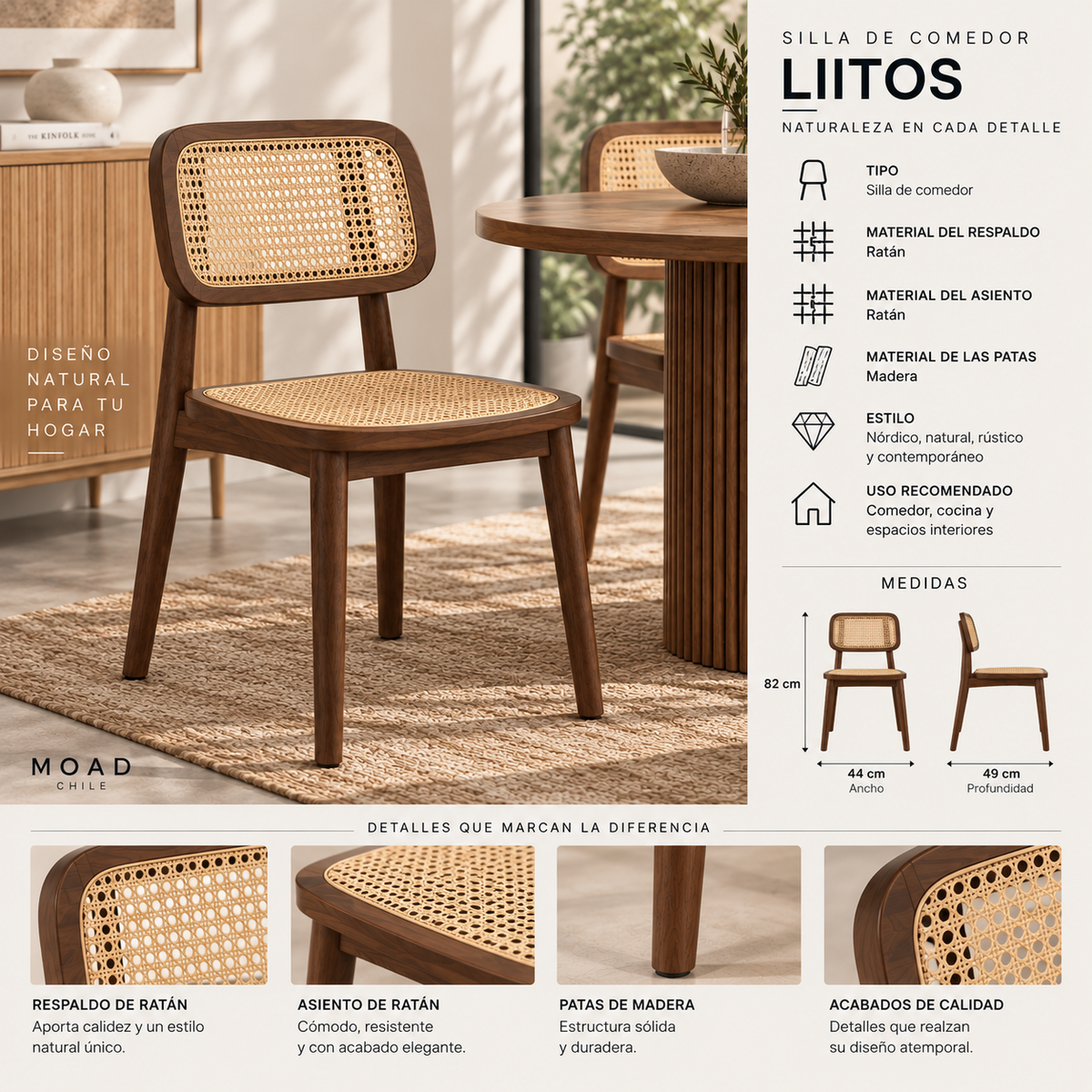 Pack de 2 Sillas De Comedor Liitos