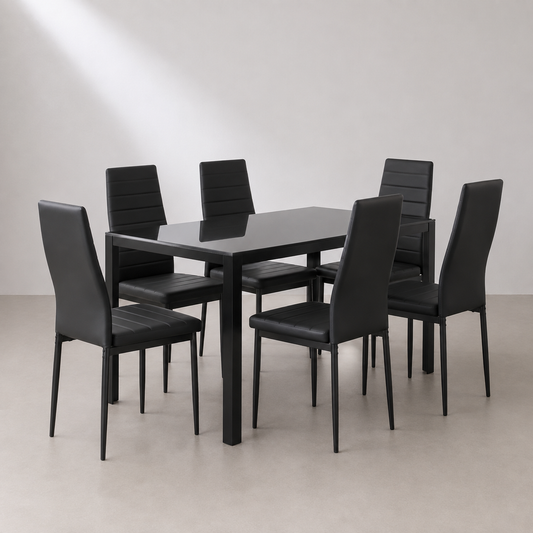 Juego de Comedor 6 Sillas Negro Gali