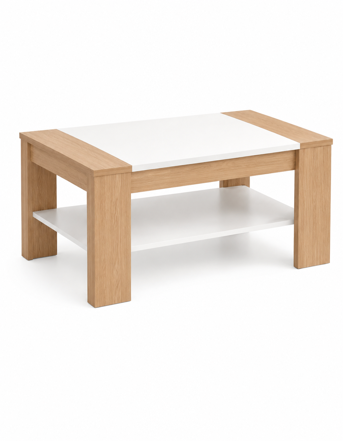 Mesa De Centro de Dos Niveles Coffee Blanco Roble