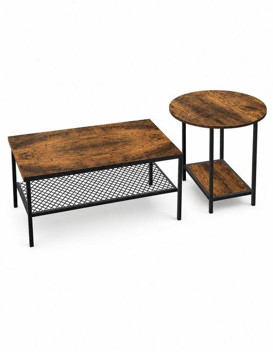 Set de Mesas de Centro Industrial en MDF - Diseño Dúo Modular