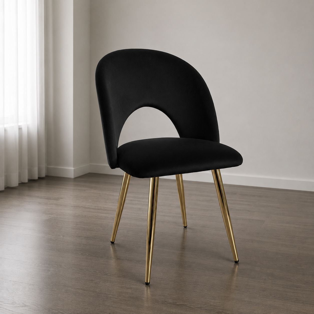 Silla de comedor en terciopelo Viena Patas doradas