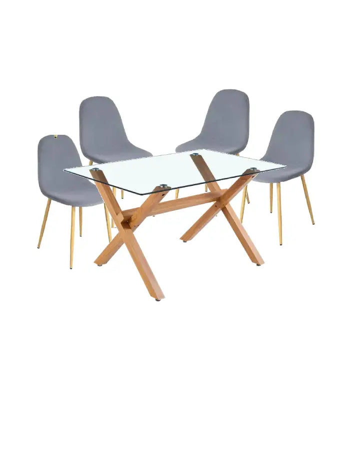 Comedor Paris Terciopelo Cross Rectangular 4P
