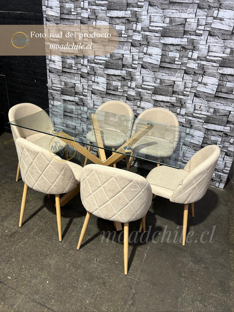 Comedor Rectangular Moscú Gabrielle Lino 6P