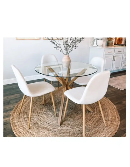 Comedor Redondo 4P Clinton Lino (pata simil madera)