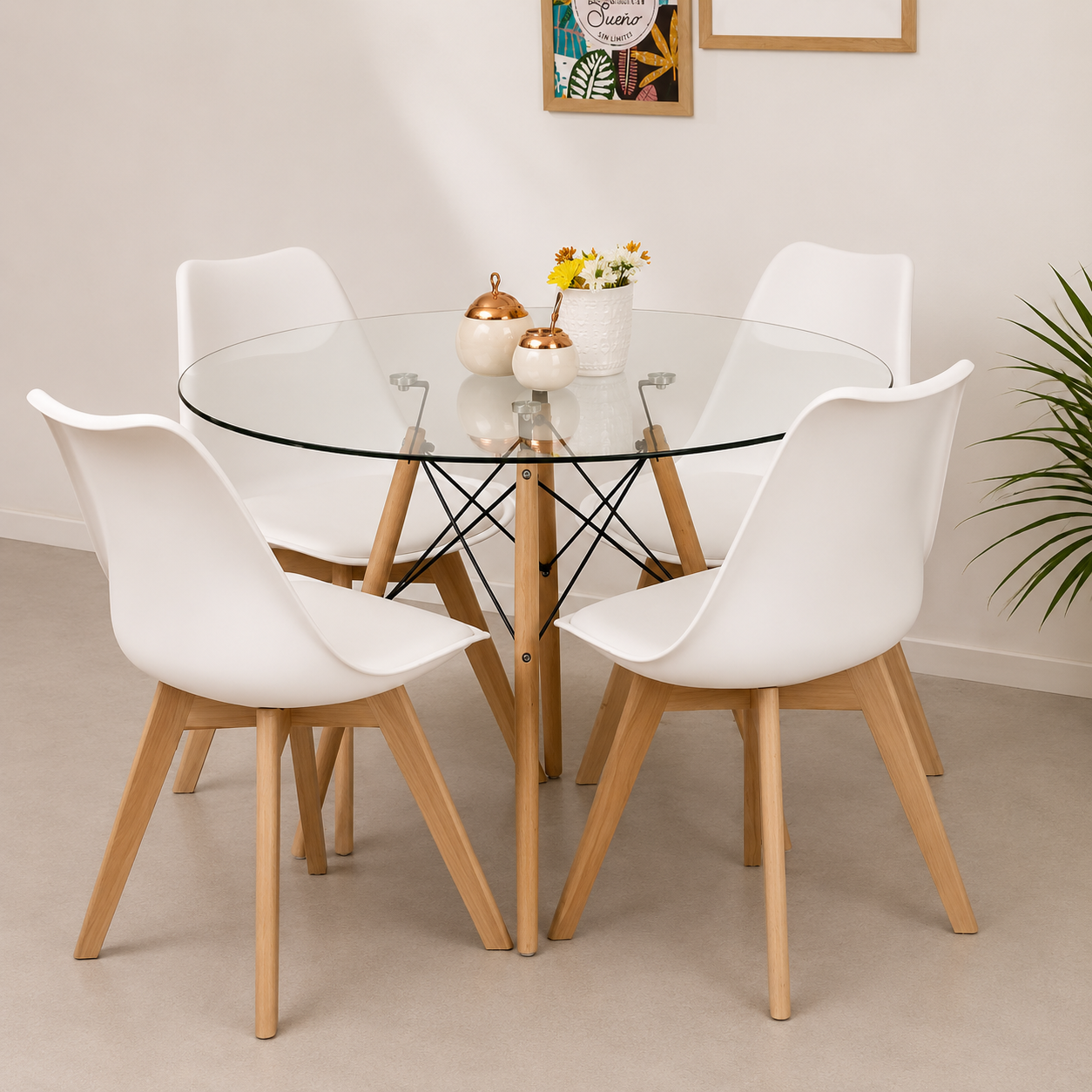 Comedor Eames Glass tulip 4p