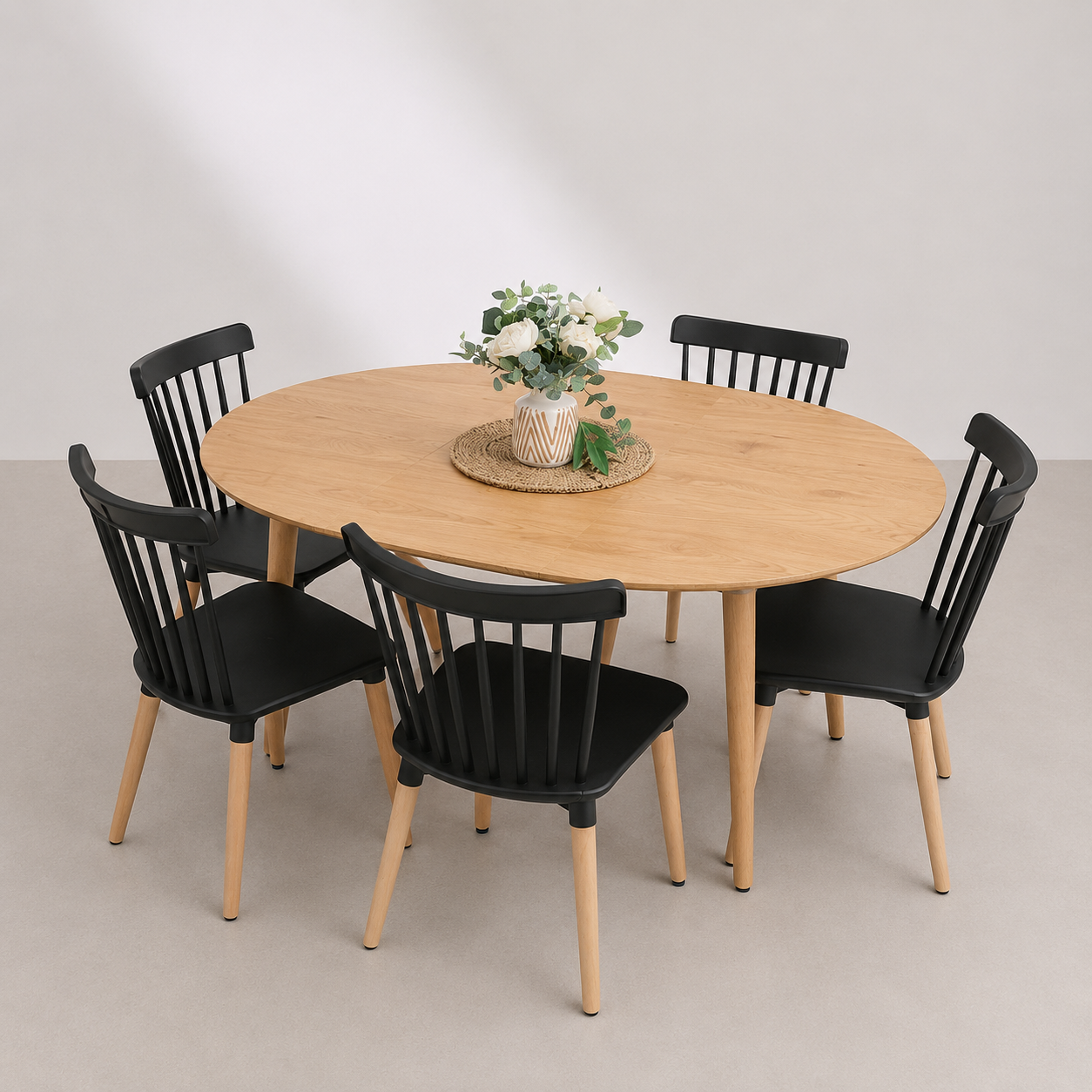 Comedor Extensible + 6 Sillas Windsor