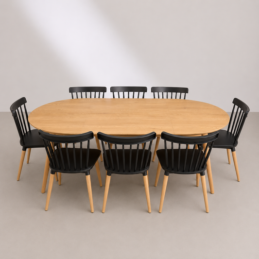 Comedor Extensible + 8 Sillas Windsor
