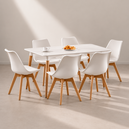 Comedor Nórdico Tulip Rectangular 6P