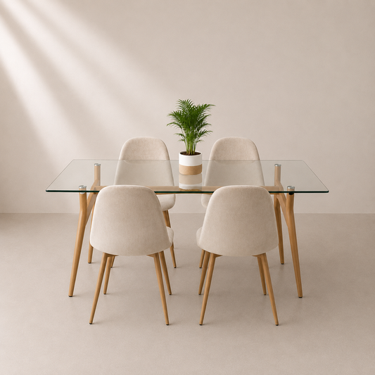 Comedor Paris Terciopelo Cross Rectangular 4P