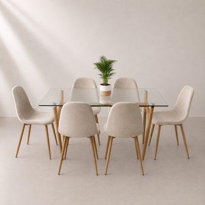 Comedor Paris Terciopelo Cross Rectangular 6P