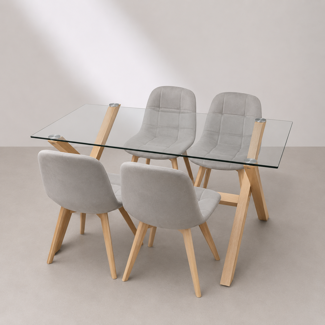 Comedor Rectangular Capitone Terciopelo Cross 4P