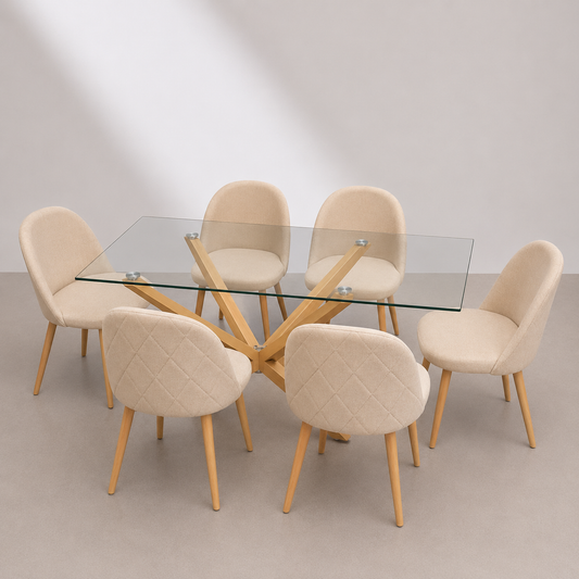 Comedor Rectangular Moscú Gabrielle Lino 6P