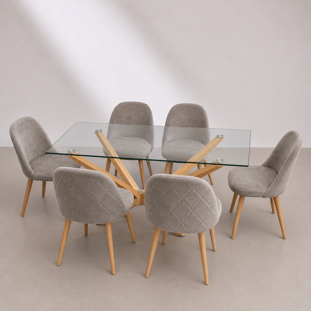 Comedor Rectangular Moscú Gabrielle Terciopelo 6P