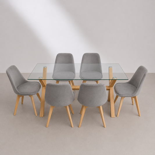 Comedor Rectangular Tulip Terciopelo 6P
