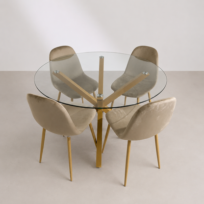 Comedor Redondo 4P Clinton Terciopelo