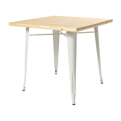 Mesa de comedor Tolix 80x80cm (madera clara)