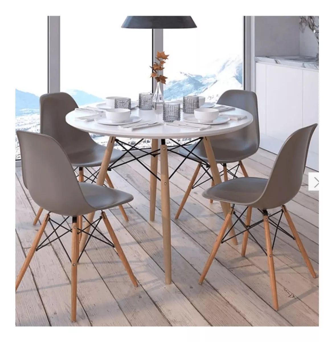 Juego de Comedor Eames Round 100cm 4P