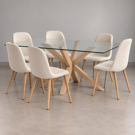 Comedor Oslo Paris Lino 6P (140cm)