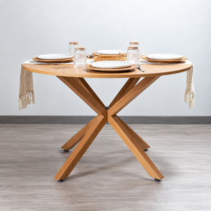 Mesa de Comedor Redonda Cross 100cm - Cubierta de Madera