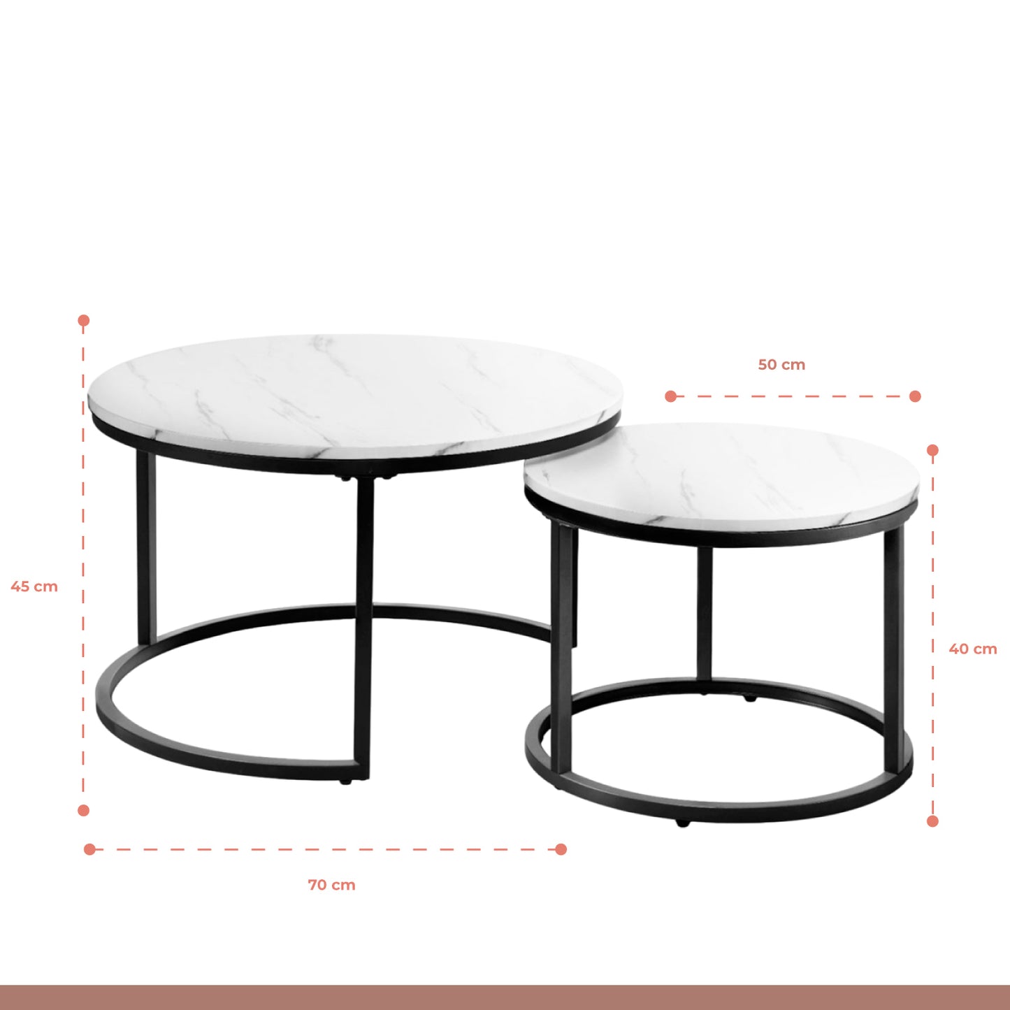 Mesa de centro Nido - Diseño de Marmol con base negra