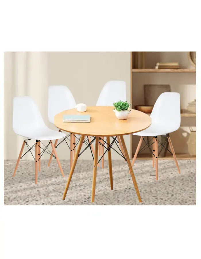 Juego de Comedor Eames Round Madera 4P