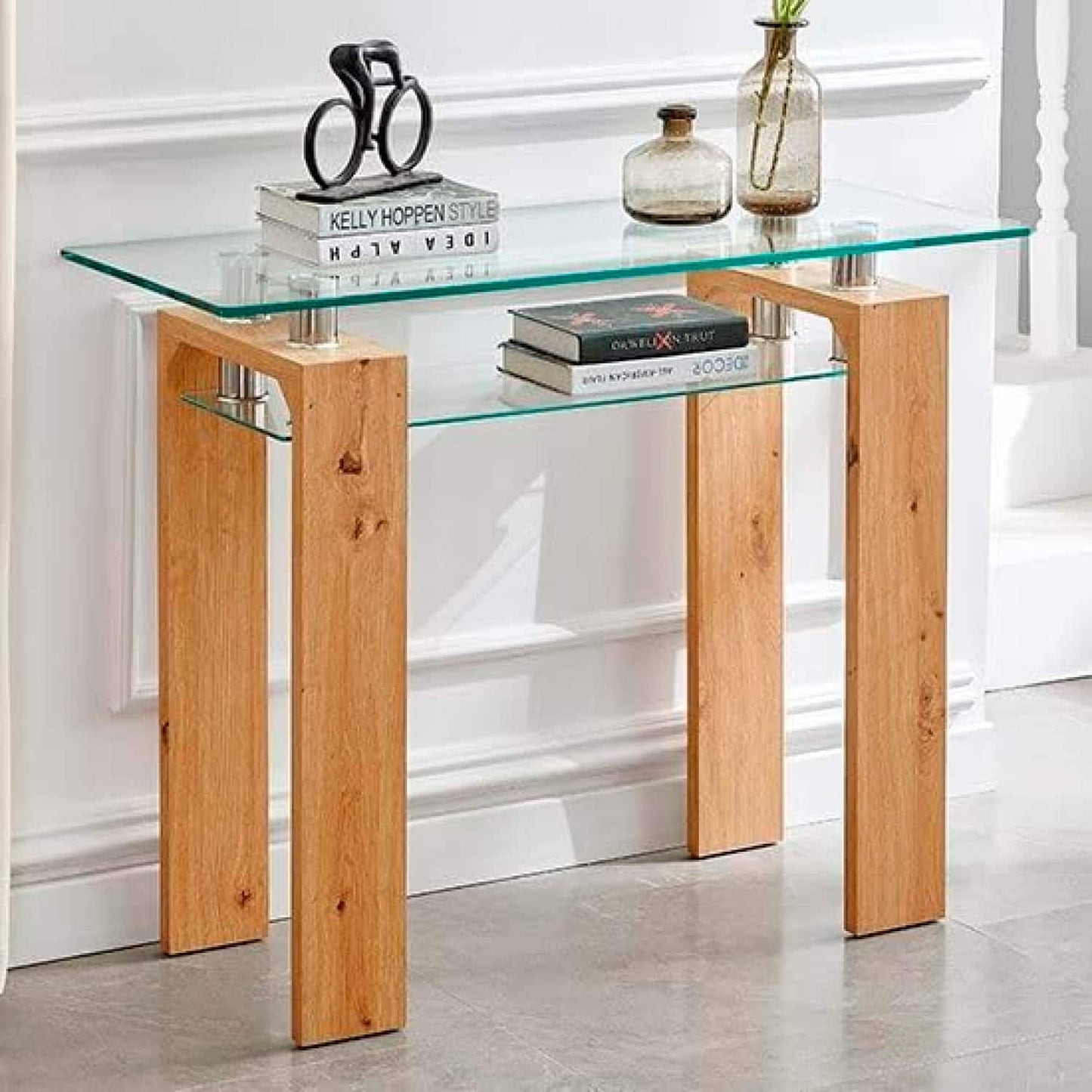 Mesa de Arrimo Rectangular de Vidrio