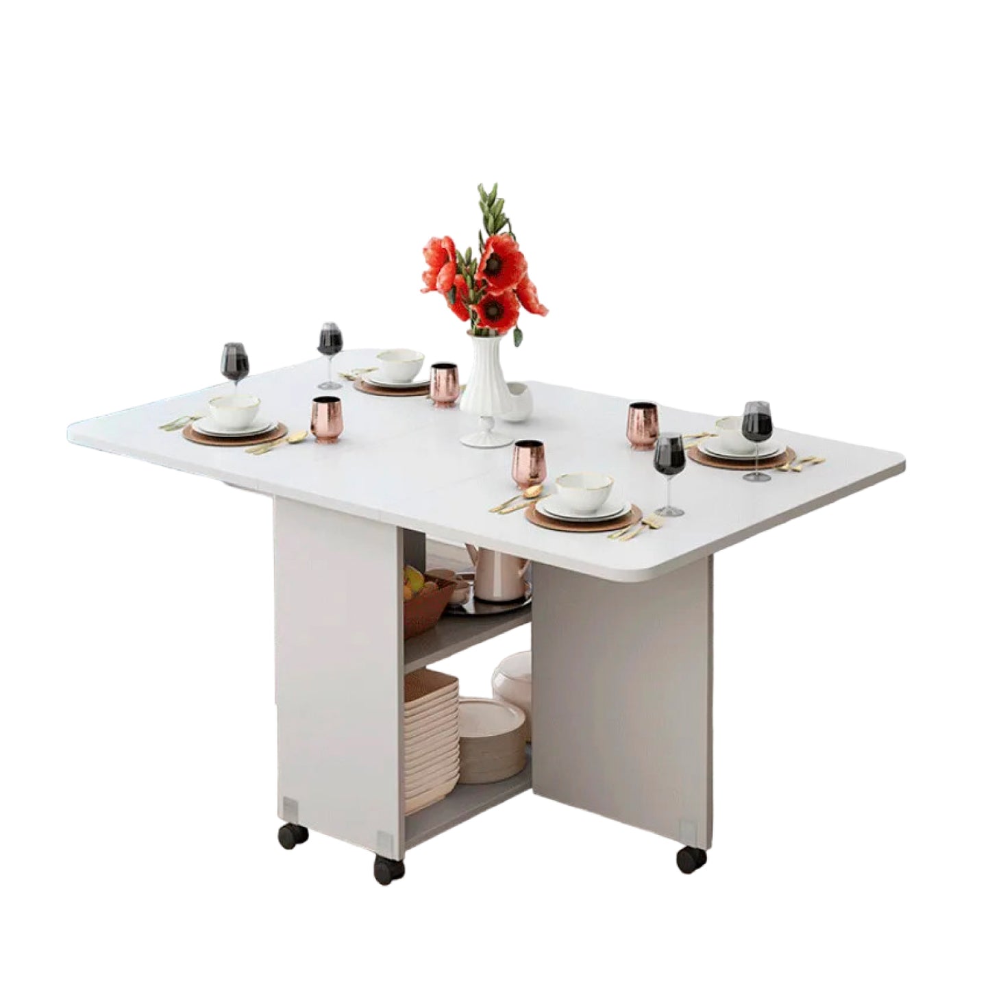 Mesa de comedor plegable extensible blanca 140x60cm