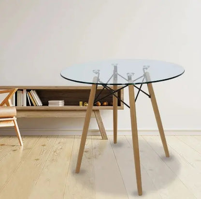 Mesa Eames Redonda Vidrio 80cm