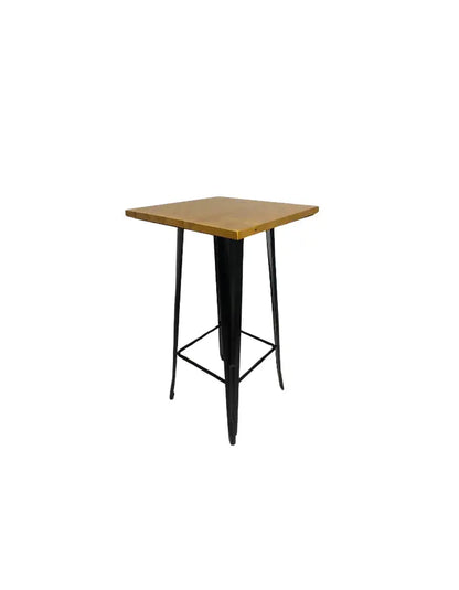 Mesa Bar Alta Tolix 60x60cm (madera clara)