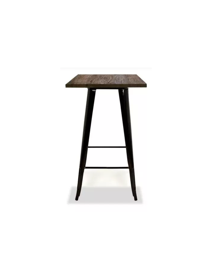 Mesa de bar Tolix 60x60cm Madera Oscura
