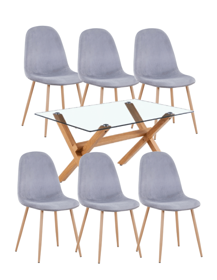 Comedor Paris Terciopelo Cross Rectangular 6P