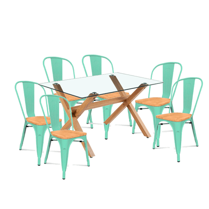 Comedor Cross Rectangular Tolix 140cm Para 6P