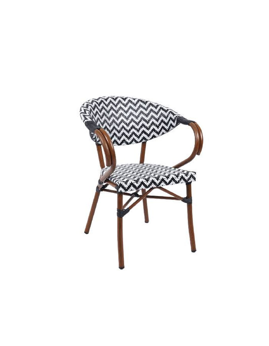 Silla Bistro Parisina Rattan con reposabrazos - Blanca con negro