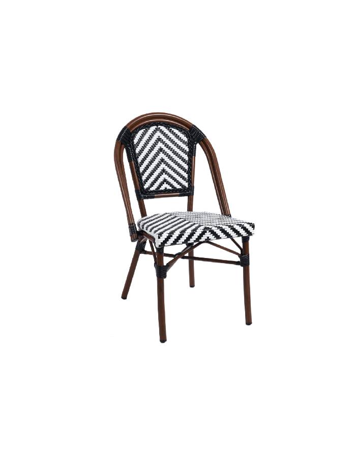 Silla Bistro Parisina Rattan Blanco y Negro