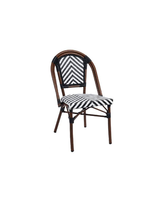 Silla Bistro Parisina Rattan Blanco y Negro