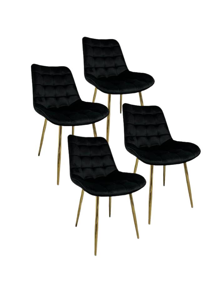 Pack 4 Sillas de Comedor Macron Terciopelo patas doradas