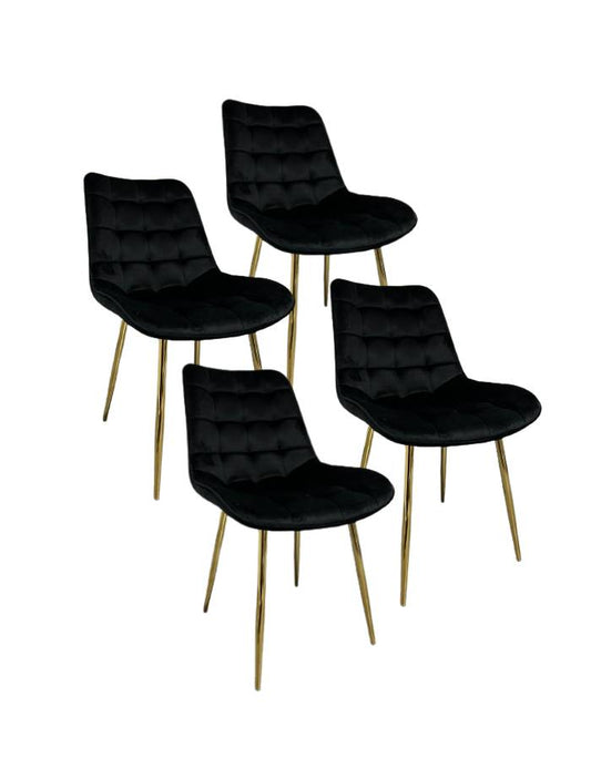 Pack 4 Sillas de Comedor Macron Terciopelo patas doradas
