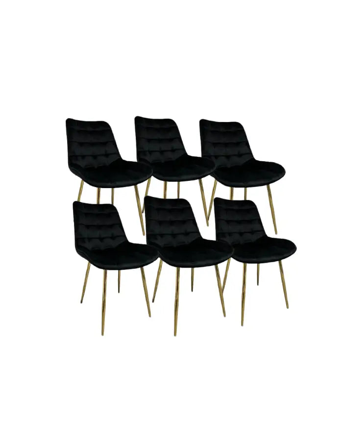 Pack 6 Sillas de Comedor Macron Terciopelo patas doradas