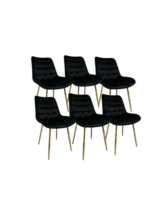 Pack 6 Sillas de Comedor Macron Terciopelo patas doradas