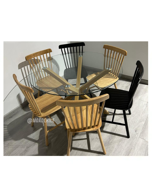 Comedor Suizo Redondo Windsor Madera 6P