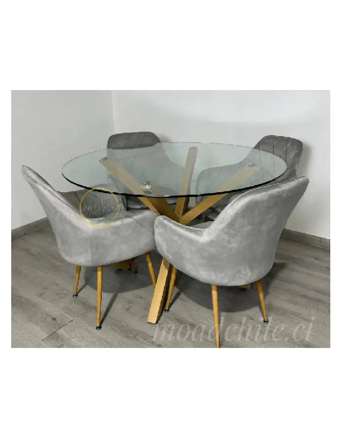 Comedor Redondo Genova Diamond Terciopelo 4P