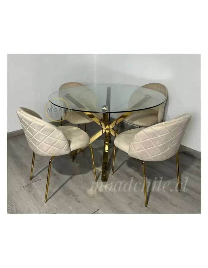 Comedor Redondo 4P Elegance Premium Cross Gold