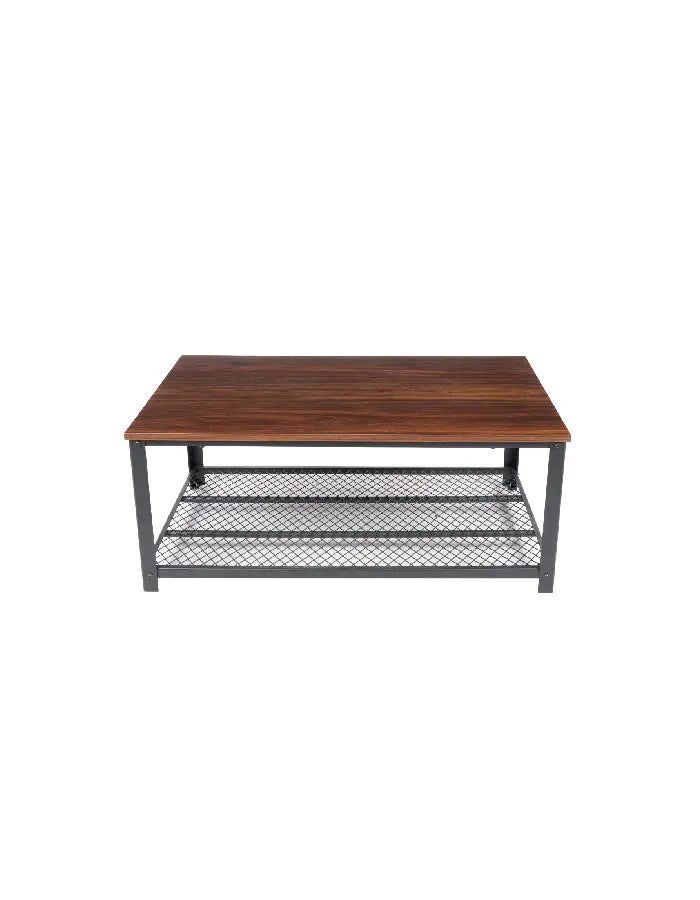 Mesa de centro metal madera enrejada 106x60