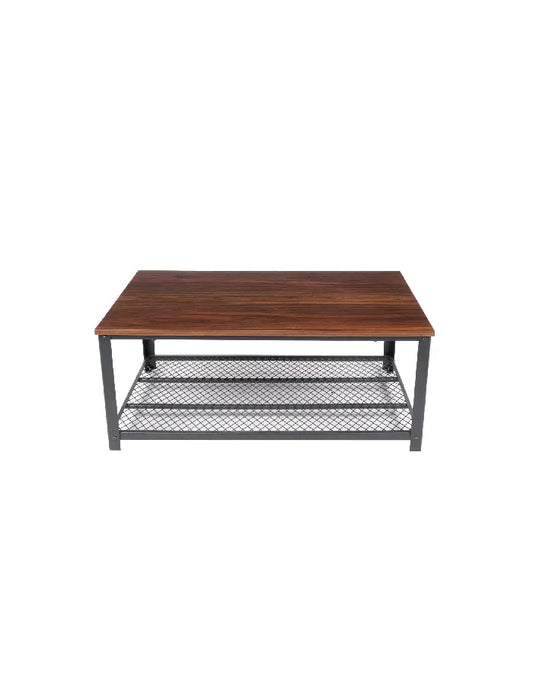 Mesa de centro metal madera enrejada 106x60