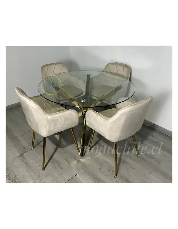 Comedor Redondo Diamante Cross Gold 4P