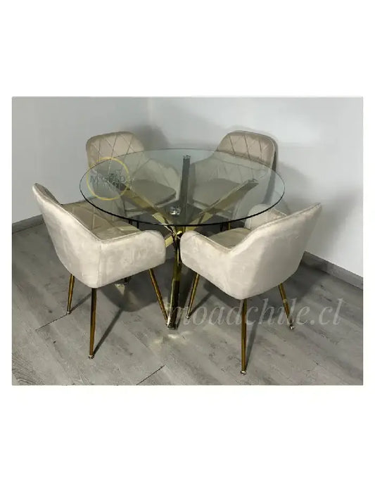 Comedor Redondo Diamante Cross Gold 4P