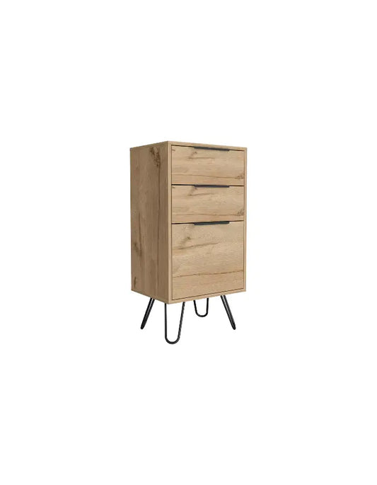 Cómoda 3 cajones metal y madera